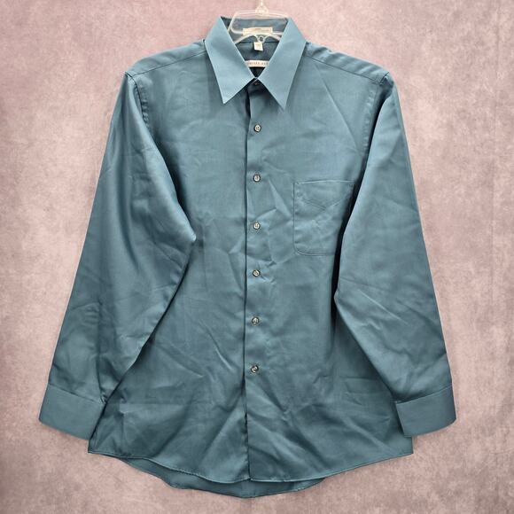 Geoffrey Beene Blue Mens Button Down Long Sleeve Preppy Dress Shirt Large - Picture 1 of 6